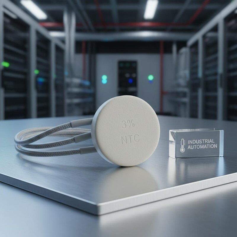 Contact Precision NTC Thermistor 3 Percent Tolerance Ceramic Material Providing Temperature Sensing for Industrial Automation Systems