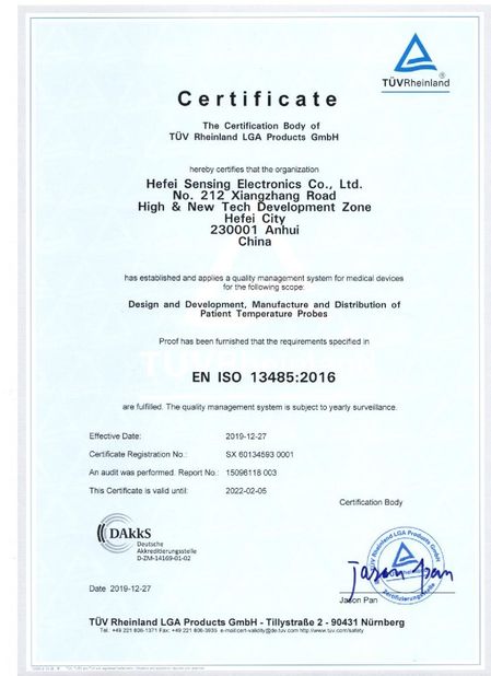 Porcellana Hefei Sensing Electronic Co.,LTD Certificazioni